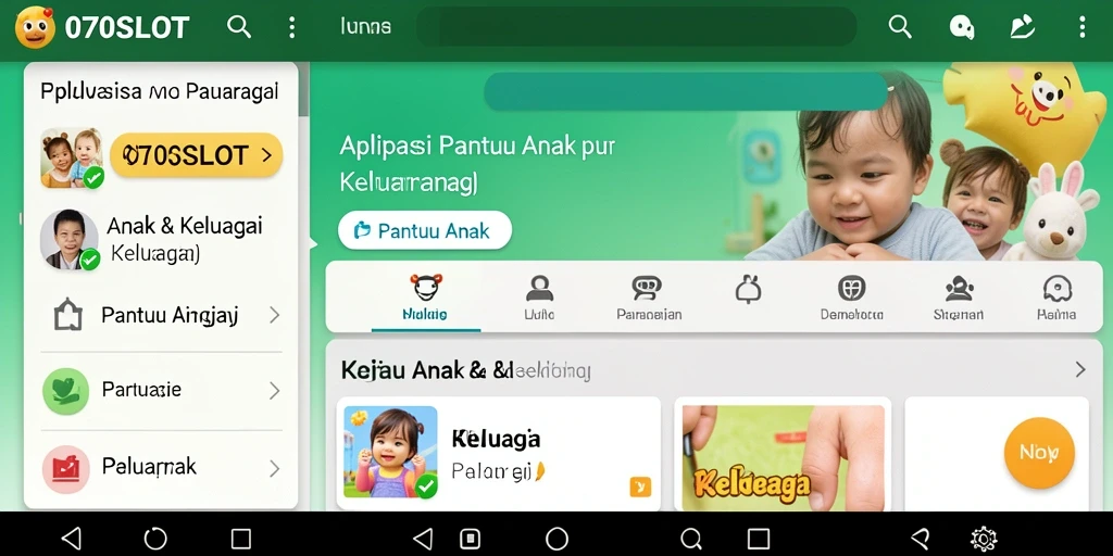 Antarmuka aplikasi 070SLOT yang intuitif untuk memantau anak.