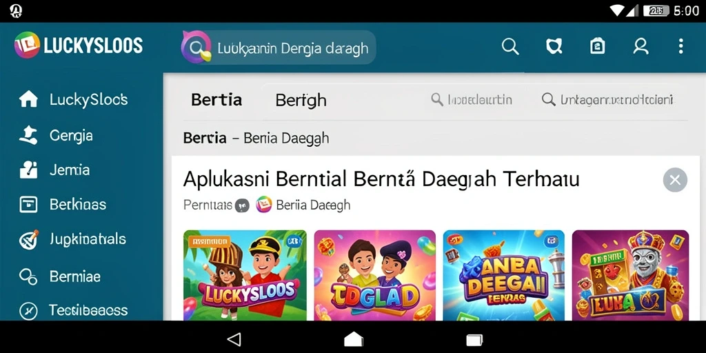 Tampilan antarmuka aplikasi LUCKYSLOTS menampilkan berita daerah terkini.
