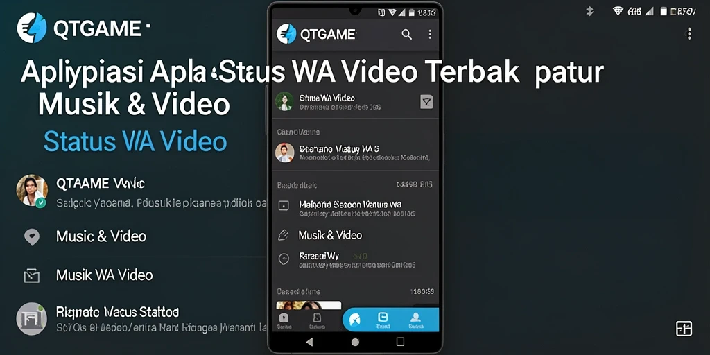 Tampilan antarmuka QTGAME untuk mengakses video status WA.