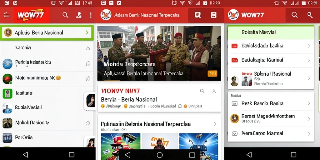 Antarmuka aplikasi WOW77 tampak modern dan informatif.